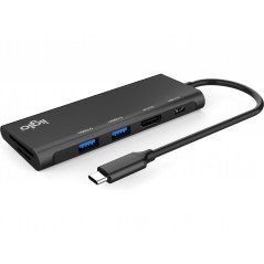 iiglo Multiport Dock USB-C-hubb 6-i-1 till USB-C/2xUSB/HDMI/microSD/SD 100W 4K 30Hz