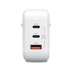 Phone Wall charger - Andersson AC-adapter GaN väggladdare 65W med 2 USB-C och 1 USB (vit)