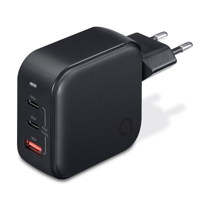 Phone Wall charger - Andersson AC-adapter GaN väggladdare 65W med 2 USB-C och 1 USB (svart)