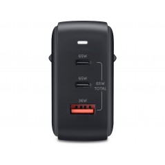 Phone Wall charger - Andersson AC-adapter GaN väggladdare 65W med 2 USB-C och 1 USB (svart)