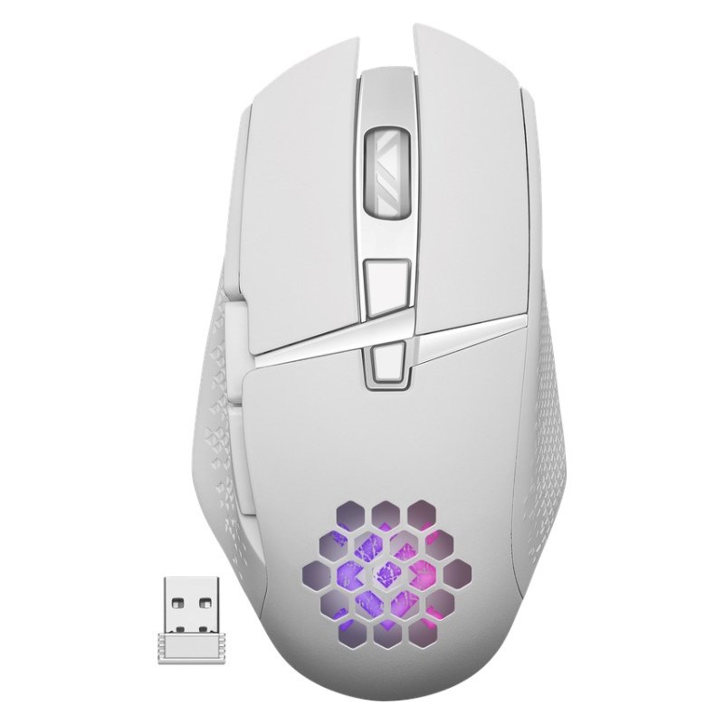 Gaming mouse - Defender trådlös gamingmus med belysning (vit)