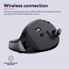 Wireless mouse - Trust ergonomisk trådlös vertikal mus med laddningsbart batteri