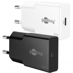 Snabbladdande kompakt GaN strömadapter med USB-C PD 30W svart/vit |...