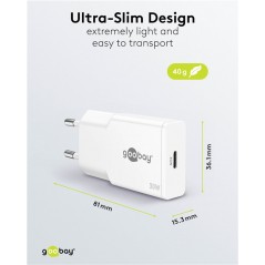 Chargers and Cables - Snabbladdande kompakt GaN strömadapter med USB-C PD 30W svart/vit