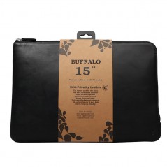 Computer sleeve - Buffalo handgjort laptopfodral i äkta läder upp till 15.6" (svart)