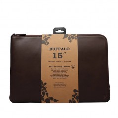 Computer sleeve - Buffalo handgjort laptopfodral i äkta läder upp till 15.6" (brunt)