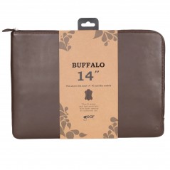 Computer sleeve - Buffalo handgjort laptopfodral i äkta läder upp till 14" (brunt)