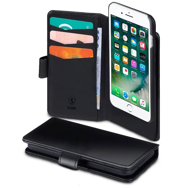 Covers - Sign plånboksfodral med avtagbart skal till iPhone 6/7/8/SE2/SE3 (svart)