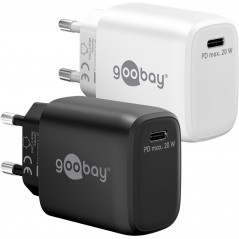Snabbladdande kompakt GaN strömadapter med USB-C PD 20W svart/vit |...
