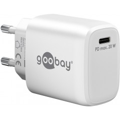 Snabbladdande kompakt GaN strömadapter med USB-C PD 20W svart/vit