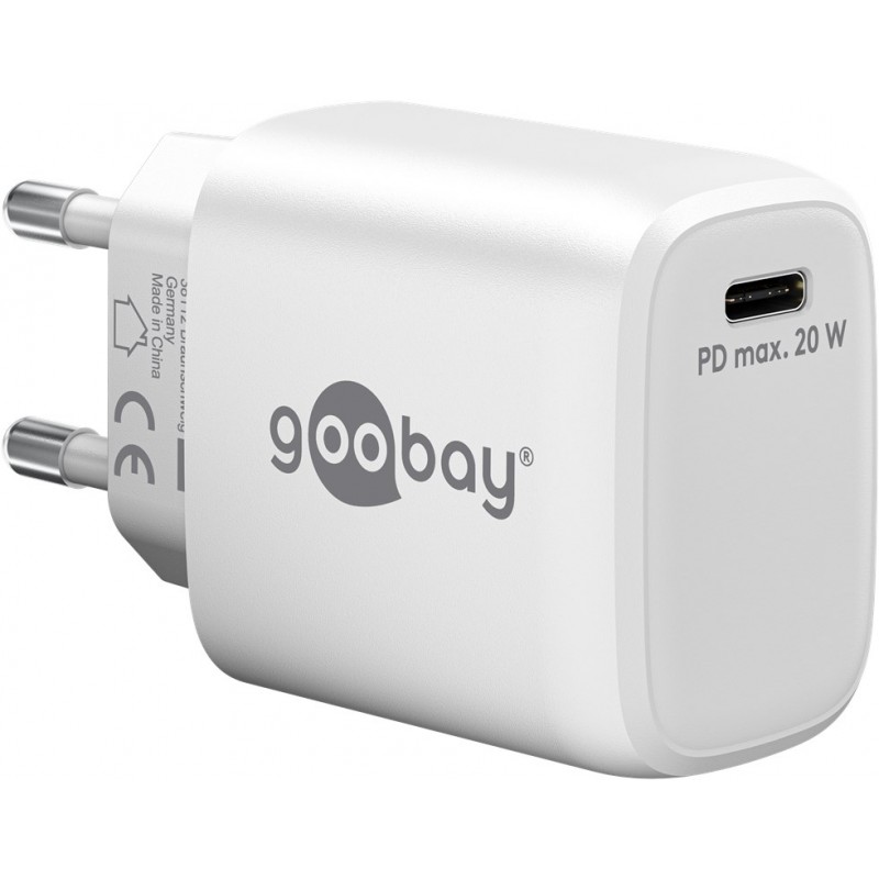 Chargers and Cables - Snabbladdande kompakt GaN strömadapter med USB-C PD 20W svart/vit