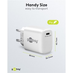 Chargers and Cables - Snabbladdande kompakt GaN strömadapter med USB-C PD 20W svart/vit