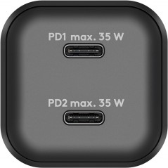 Chargers and Cables - Snabbladdande kompakt GaN strömadapter med 2x USB-C PD 35W svart/vit