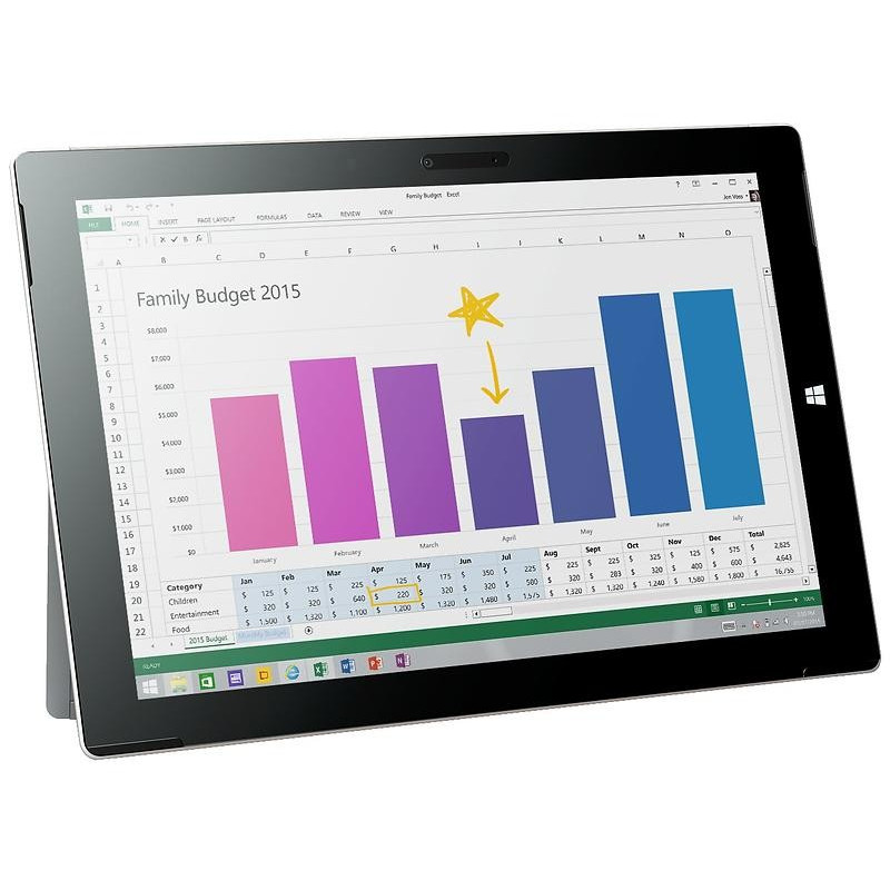 Used laptop 12" - Microsoft Surface 3 64GB (utan tangentbord) (beg med mura & skada skärm)