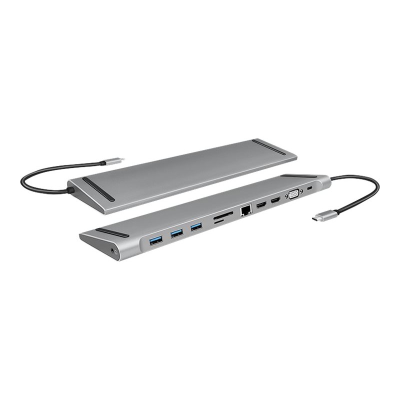 Docking station universal - LogiLink USB-C Multiport universal dockningsstation 11-i-1 med stöd för 3 skärmar
