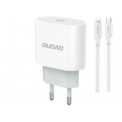 Dudao 20 Watt AC-adapter väggladdare med USB-C samt 1 meters Lightning-kabel