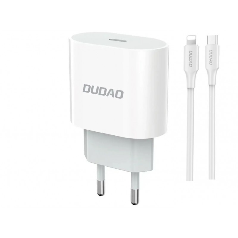 Phone Wall charger - Dudao 20 Watt AC-adapter väggladdare med USB-C samt 1 meters Lightning-kabel