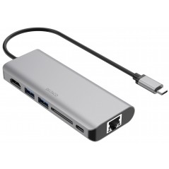 USB-C Multiport till HDMI-adapter med 2xUSB/SD-kort/LAN/USB-C PD 85W 4K 60Hz