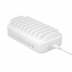 Snabbladdande USB-laddstation för 10st enheter (7x USB-A, 3x USB-C)