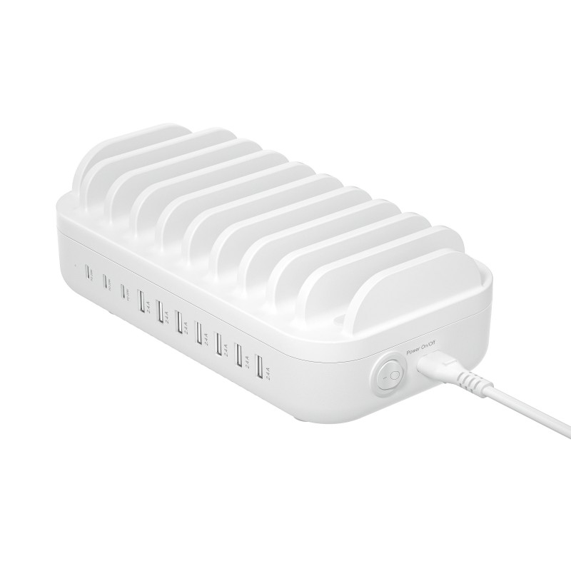 Phone Wall charger - Snabbladdande USB-laddstation för 10st enheter (7x USB-A, 3x USB-C)