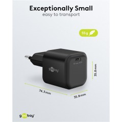 Chargers and Cables - Snabbladdande GaN strömadapter med USB-C PD 20W svart/vit