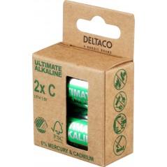 Battery & Battery testers - Deltaco Ultimate Alkaline C-batterier LR14 2-pack