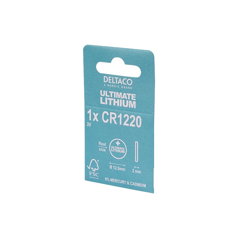 Battery & Battery testers - Deltaco Ultimate Lithium CR1220 3V knappcellsbatteri 1-pack
