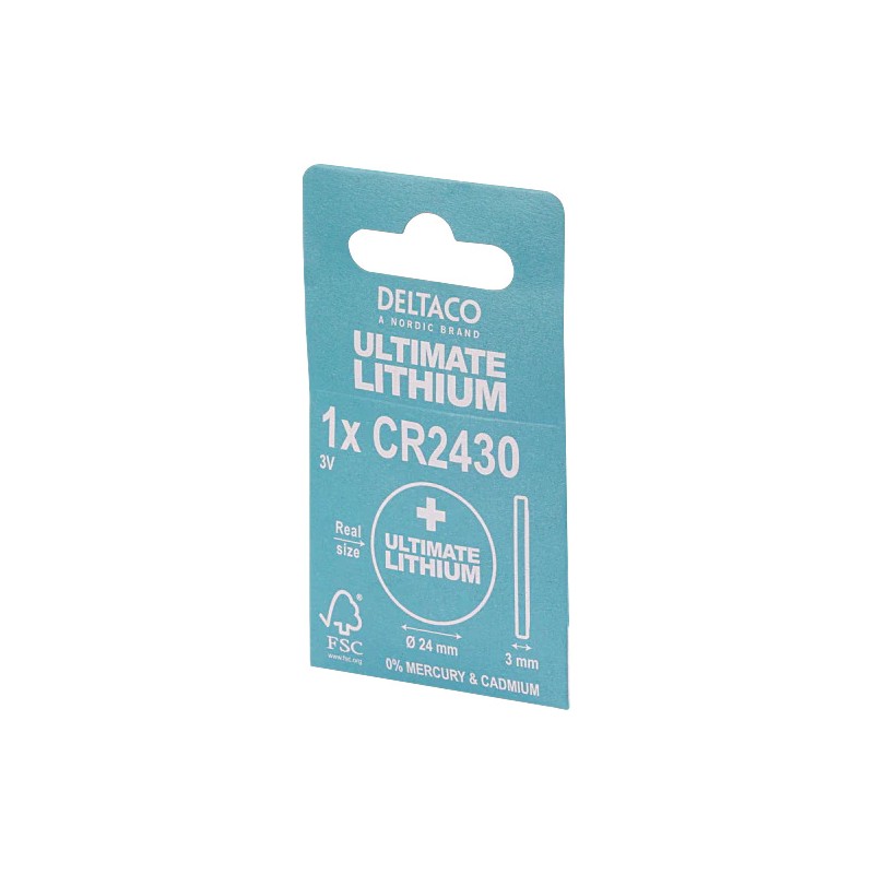 Battery & Battery testers - Deltaco Ultimate Lithium CR2430 3V knappcellsbatteri 1-pack