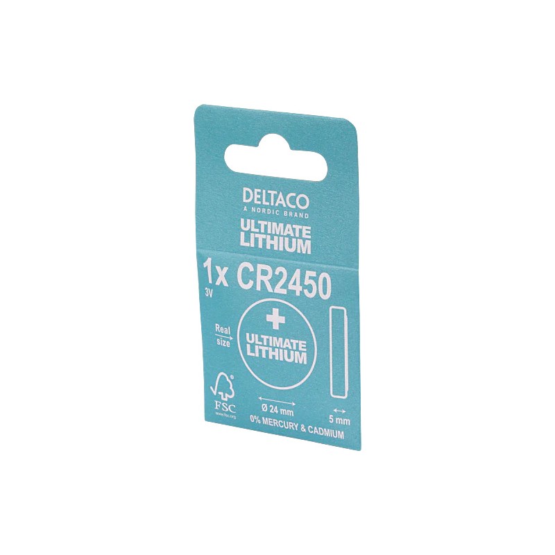 Battery & Battery testers - Deltaco Ultimate Lithium CR2450 3V knappcellsbatteri 1-pack