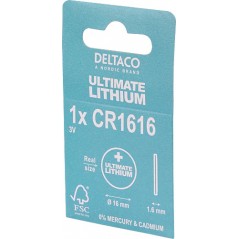 Deltaco Ultimate Lithium CR1616 3V knappcellsbatteri 1-pack