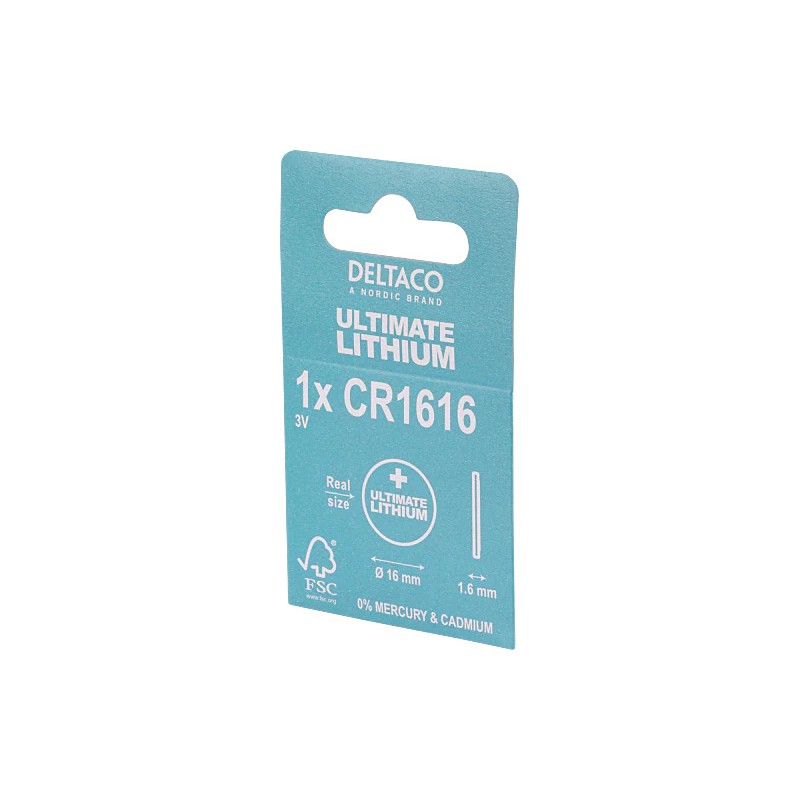 Battery & Battery testers - Deltaco Ultimate Lithium CR1616 3V knappcellsbatteri 1-pack