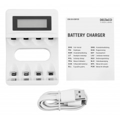 Deltaco USB-driven batteriladdare Ni-Mh Ni-Cd för AA & AAA-batterier (4-6 timmar)