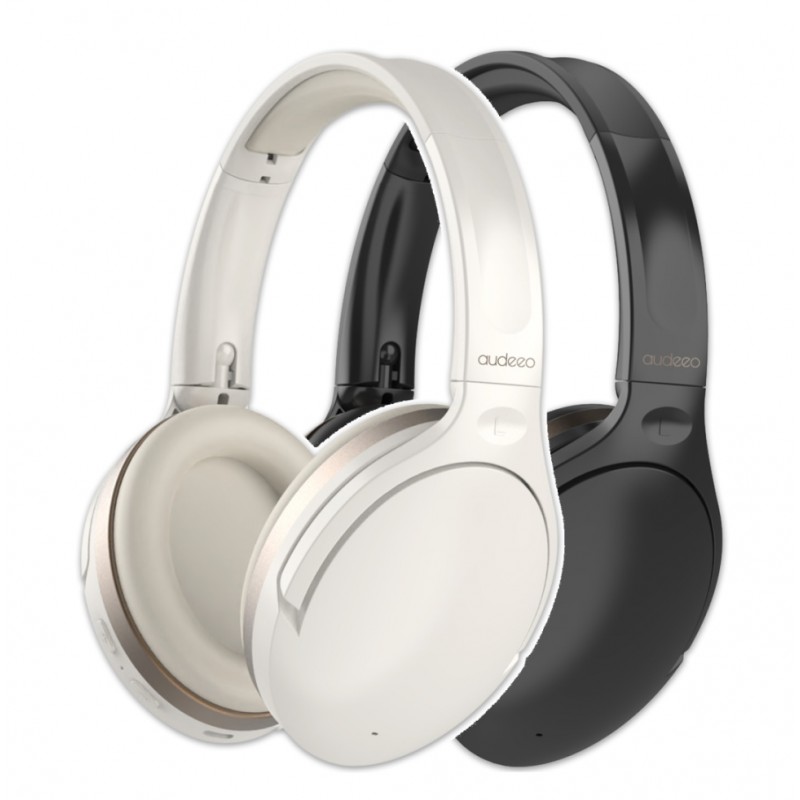 Noise Cancelling Earphones - Audeeo bluetooth-hörlurar med aktiv brusreducering ANC vit/svart