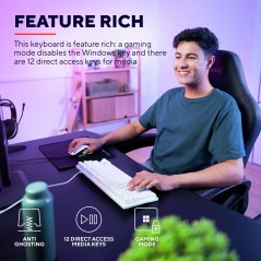 Backlit Gaming Keyboards - Trust GXT 833W Thado TKL kompakt gamingtangentbord med belysning (vit)