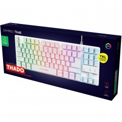 Backlit Gaming Keyboards - Trust GXT 833W Thado TKL kompakt gamingtangentbord med belysning (vit)
