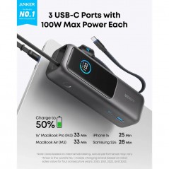Portable Batteries - Anker superstark 165W 3x USB-C powerbank 25 000 mAh som kan ladda laptops