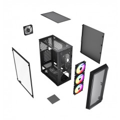 Components - Dutzo C321 Midi Tower-chassi med sida i härdat glas och ARGB