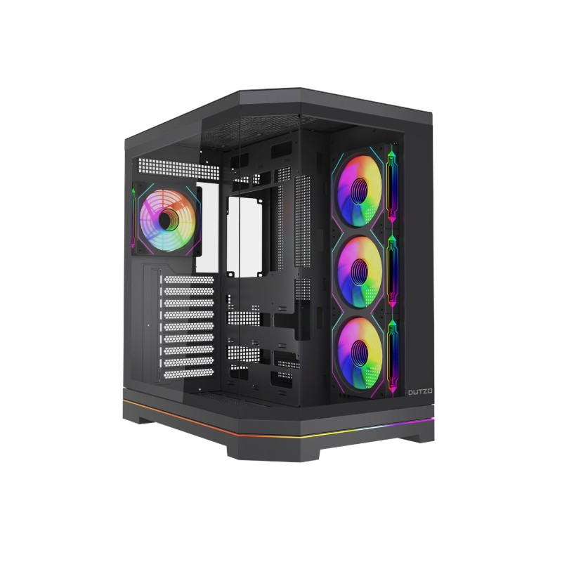 Components - Dutzo C830 Panorama Midi Tower-chassi med två sidor i härdat glas och ARGB
