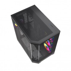 Components - Dutzo C830 Panorama Midi Tower-chassi med två sidor i härdat glas och ARGB