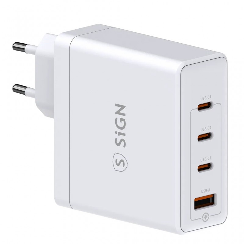 Phone Wall charger - SiGN AC-adapter väggladdare 140W med 3x USB-C och 1x USB