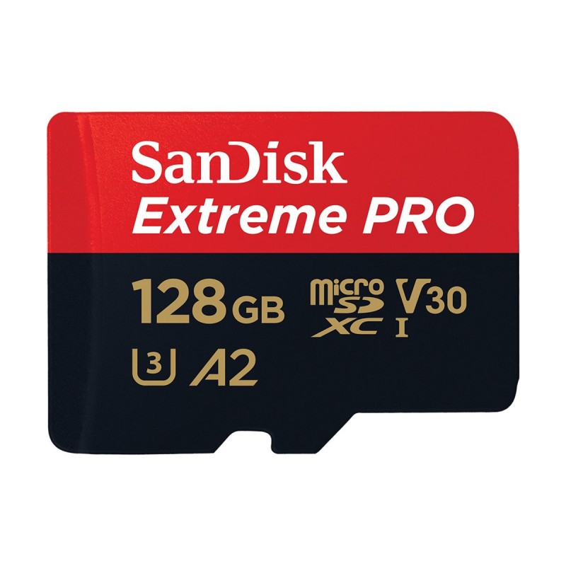 Memorycard - SanDisk Extreme Pro microSDXC 128GB 200MB/s (A2, V30, UHS-I U3, Class10) inkl. SDHC-adapter