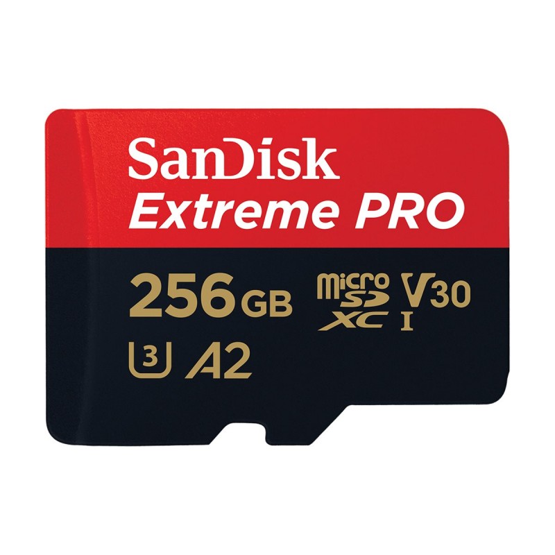 Memorycard - SanDisk Extreme Pro microSDXC 256GB 200MB/s (A2, V30, UHS-I U3, Class10) inkl. SDHC-adapter