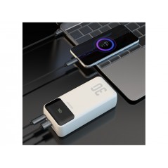 Dudao powerbank 30 000 mAh 22.5W med inbyggd Lightning- och USB-C-kabel