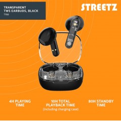 Bluetooth Earphones - Streetz T150 True Wireless in-ear headset svart/transparent
