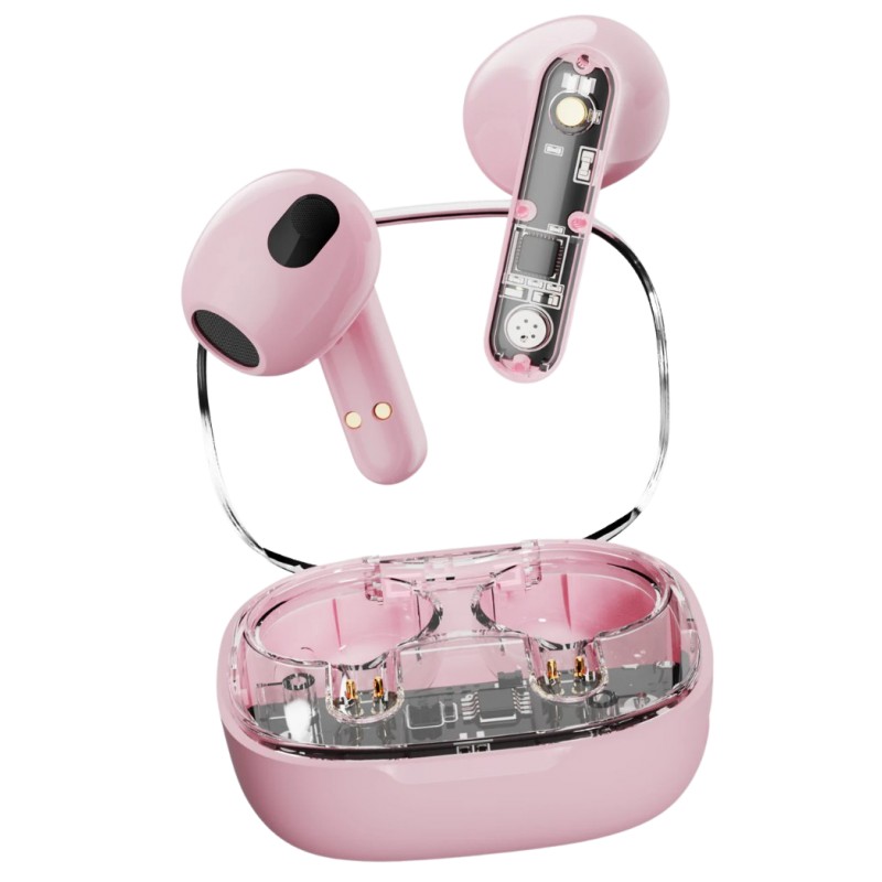 Bluetooth Earphones - Streetz T150 True Wireless in-ear headset pink/transparent