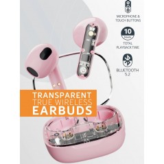 Bluetooth Earphones - Streetz T150 True Wireless in-ear headset pink/transparent