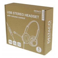 Chat Headset - Deltaco USB-headset med brusreducerande mikrofon