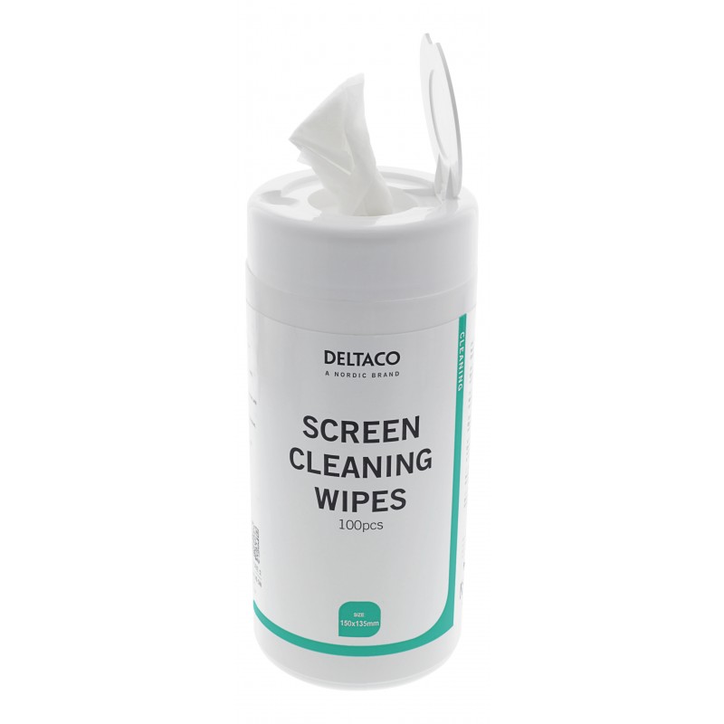 Computer monitor accessories - Deltaco stora våtservetter för skärmrengöring 100-pack
