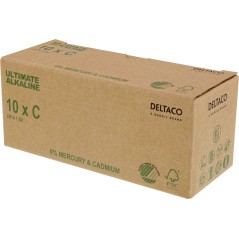 Battery & Battery testers - Deltaco Ultimate Alkaline C-batterier LR14 10-pack