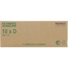 Battery & Battery testers - Deltaco Ultimate Alkaline D-batterier LR20 10-pack